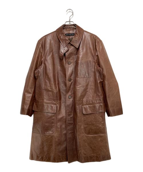 ISSEY MIYAKE MEN（イッセイミヤケメン）ISSEY MIYAKE MEN (イッセイミヤケメン) カウレザーコート ブラウン サイズ:2の古着・服飾アイテム