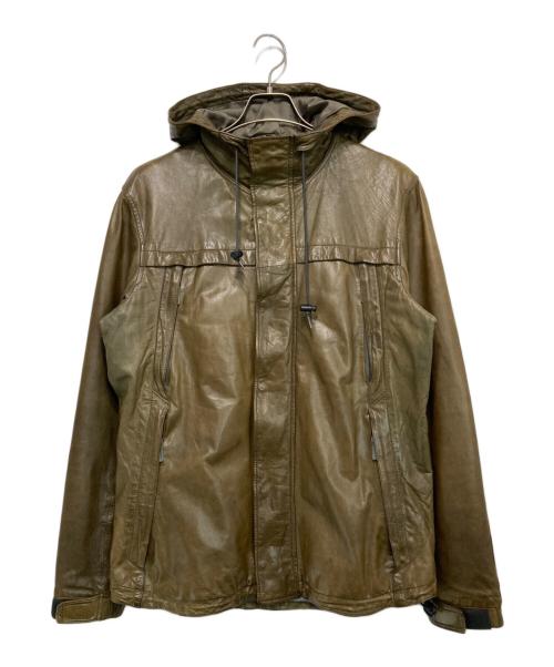 theory（セオリー）theory (セオリー) フーデットレザージャケット ブラウン サイズ:40の古着・服飾アイテム