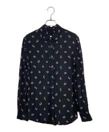 maison kitsune（メゾンキツネ）の古着「classic fluid shirt in printed crepe」｜ピンク×ブラック
