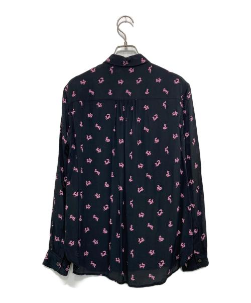 maison kitsune（メゾンキツネ）MAISON KITSUNE (メゾンキツネ) classic fluid shirt in printed crepe ピンク×ブラック サイズ:34の古着・服飾アイテム