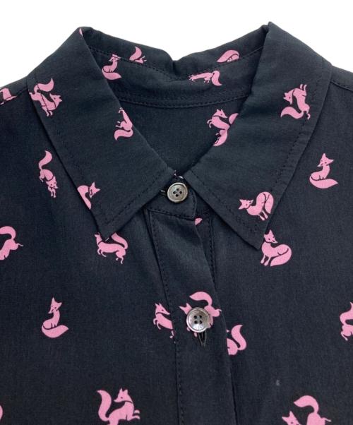 maison kitsune（メゾンキツネ）MAISON KITSUNE (メゾンキツネ) classic fluid shirt in printed crepe ピンク×ブラック サイズ:34の古着・服飾アイテム
