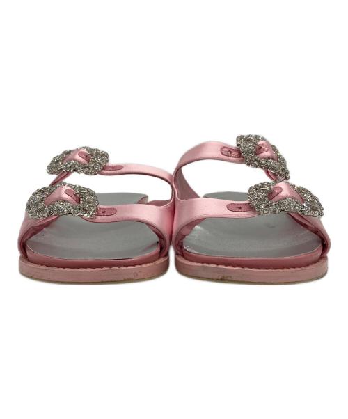 Manolo Blahnik（マノロ ブラニク）Manolo Blahnik (マノロ ブラニク) ストラスハンギシ スライドサンダル ピンク サイズ:36の古着・服飾アイテム