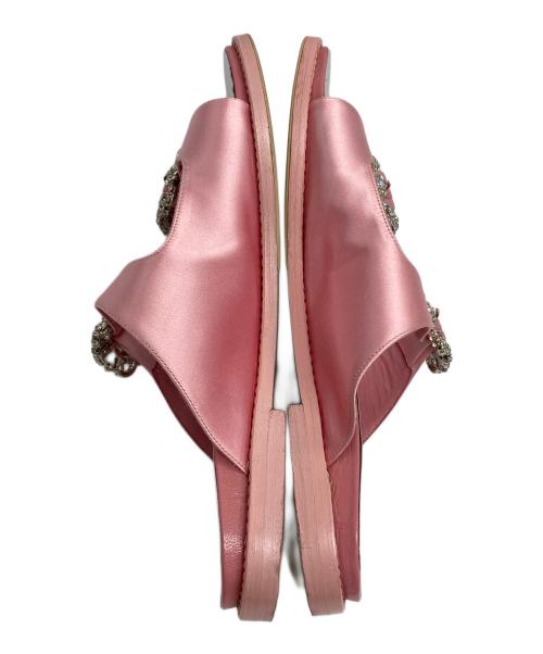 Manolo Blahnik（マノロ ブラニク）Manolo Blahnik (マノロ ブラニク) ストラスハンギシ スライドサンダル ピンク サイズ:36の古着・服飾アイテム