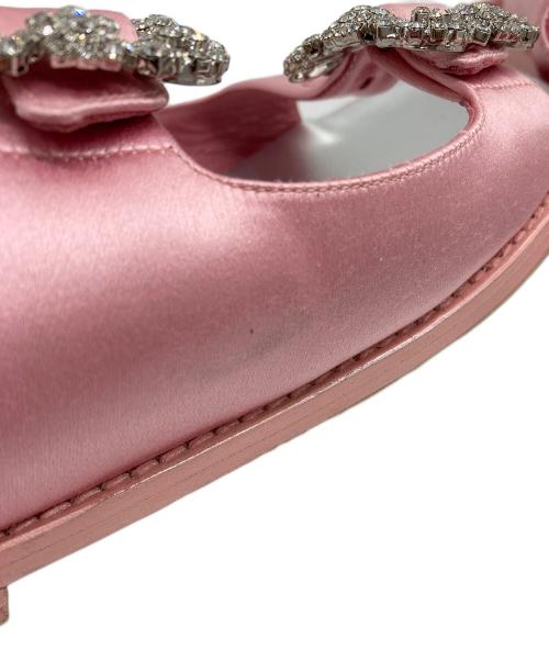 Manolo Blahnik（マノロ ブラニク）Manolo Blahnik (マノロ ブラニク) ストラスハンギシ スライドサンダル ピンク サイズ:36の古着・服飾アイテム