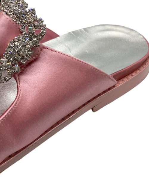Manolo Blahnik（マノロ ブラニク）Manolo Blahnik (マノロ ブラニク) ストラスハンギシ スライドサンダル ピンク サイズ:36の古着・服飾アイテム