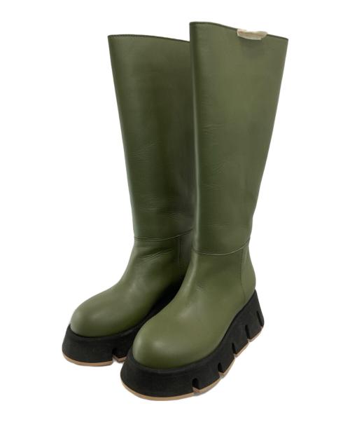 MARNI（マルニ）MARNI (マルニ) Leather Boots Resort オリーブ×ブラック サイズ:35の古着・服飾アイテム