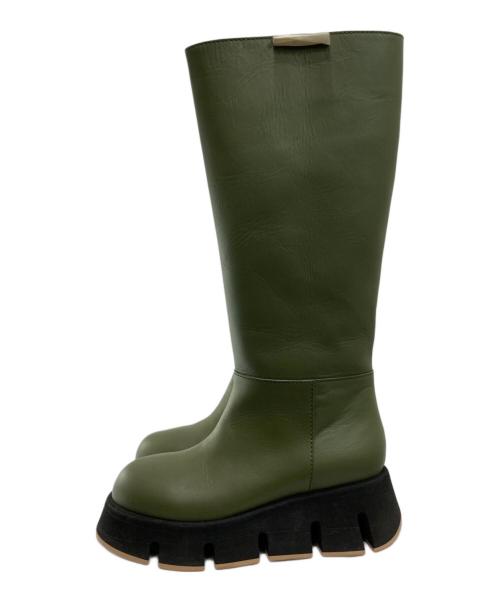 MARNI（マルニ）MARNI (マルニ) Leather Boots Resort オリーブ×ブラック サイズ:35の古着・服飾アイテム