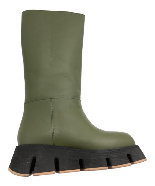 MARNI（マルニ）MARNI (マルニ) Leather Boots Resort オリーブ×ブラック サイズ:35の古着・服飾アイテム