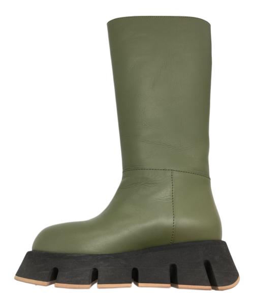 MARNI（マルニ）MARNI (マルニ) Leather Boots Resort オリーブ×ブラック サイズ:35の古着・服飾アイテム