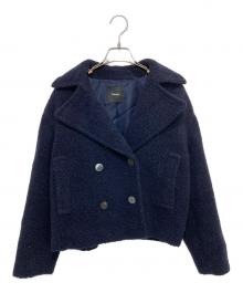 theory（セオリー）の古着「TEDDY FLEECE FAUX FUR PEACOAT」｜ネイビー