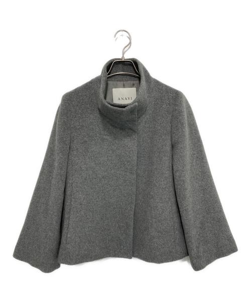 ANAYI（アナイ）ANAYI (アナイ) アンゴラビーバー 袖フレアコート グレー サイズ:38の古着・服飾アイテム