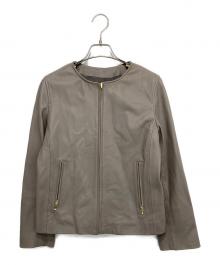 La boutique BonBon（ラブティックボンボン）の古着「ラムレザーノーカラージャケット」｜グレー