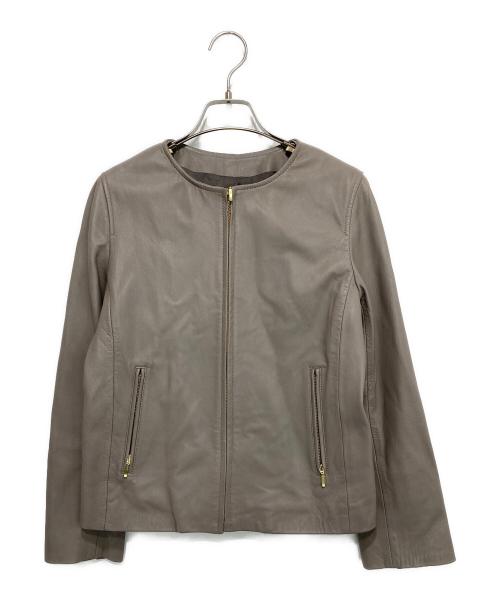 La boutique BonBon（ラブティックボンボン）La boutique BonBon (ラブティックボンボン) ラムレザーノーカラージャケット グレー サイズ:FREEの古着・服飾アイテム