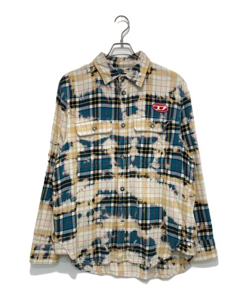 DIESEL（ディーゼル）DIESEL (ディーゼル) S-CROSS チェックシャツ ベージュ×ブルー サイズ:Sの古着・服飾アイテム