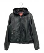 PAUL SMITHポールスミス）の古着「シープスキンフーデットレザージャケット」｜ブラック