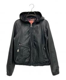 PAUL SMITH（ポールスミス）の古着「シープスキンフーデットレザージャケット」｜ブラック
