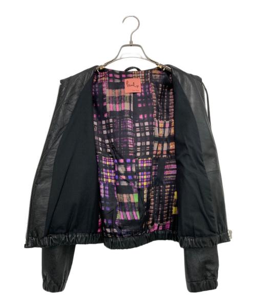 PAUL SMITH（ポールスミス）PAUL SMITH (ポールスミス) シープスキンフーデットレザージャケット ブラック サイズ:40の古着・服飾アイテム