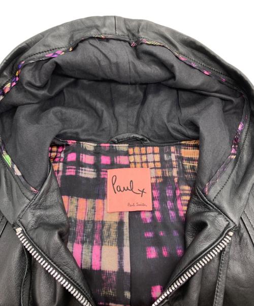 PAUL SMITH（ポールスミス）PAUL SMITH (ポールスミス) シープスキンフーデットレザージャケット ブラック サイズ:40の古着・服飾アイテム