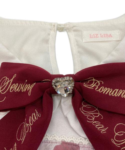 LIZ LISA（リズリサ）LIZ LISA (リズリサ) SewingBear柄ワンピース ピンク×ホワイト×レッドの古着・服飾アイテム