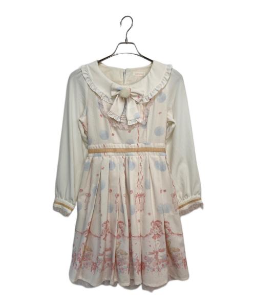 LIZ LISA（リズリサ）LIZ LISA (リズリサ) tiny swan ballerina柄ワンピース アイボリー×ピンクの古着・服飾アイテム