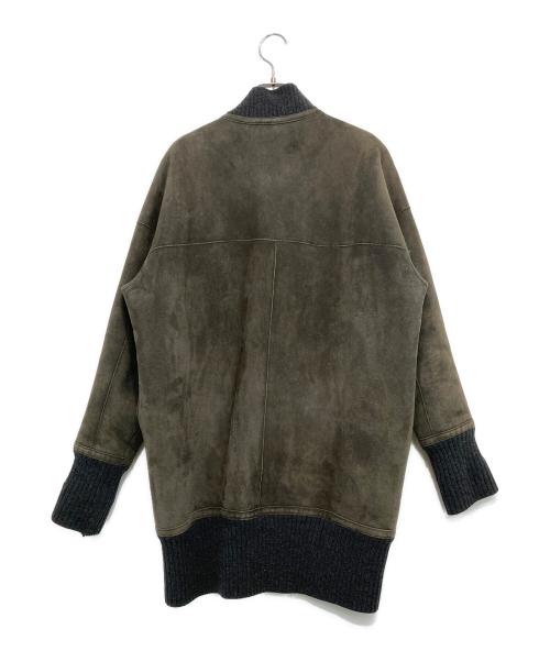 VERA PELLE（ベラペレ）VERA PELLE (ベラペレ) ジップアップムートンジャケット ブラウン×グレー サイズ:44の古着・服飾アイテム