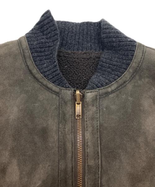 VERA PELLE（ベラペレ）VERA PELLE (ベラペレ) ジップアップムートンジャケット ブラウン×グレー サイズ:44の古着・服飾アイテム