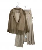et.UNiVERエトユニベール）の古着「989 Pleats skirt sheer jk set up」｜ベージュ