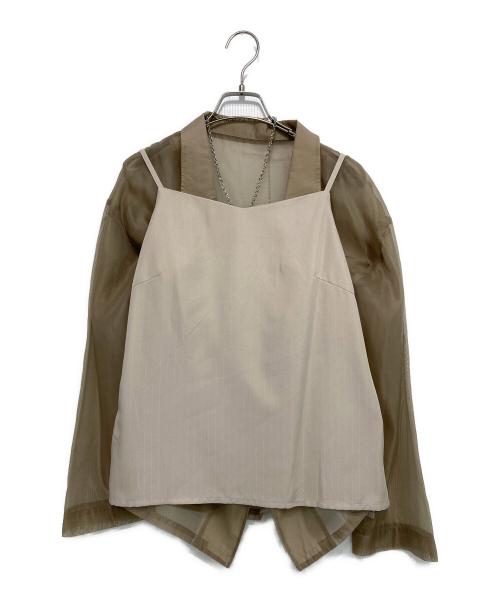 et.UNiVER（エトユニベール）et.UNIVER (エトユニベール) 989 Pleats skirt sheer jk set up ベージュ サイズ:L 未使用品の古着・服飾アイテム