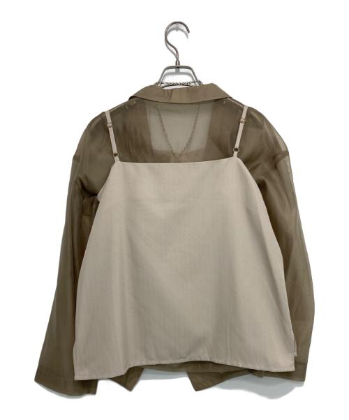 et.UNiVER（エトユニベール）et.UNIVER (エトユニベール) 989 Pleats skirt sheer jk set up ベージュ サイズ:L 未使用品の古着・服飾アイテム
