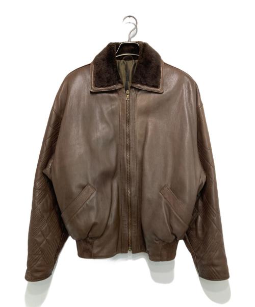 Istante（イスタンテ）Istante (イスタンテ) ステッチデザイン レザージャケット ブラウン サイズ:46の古着・服飾アイテム