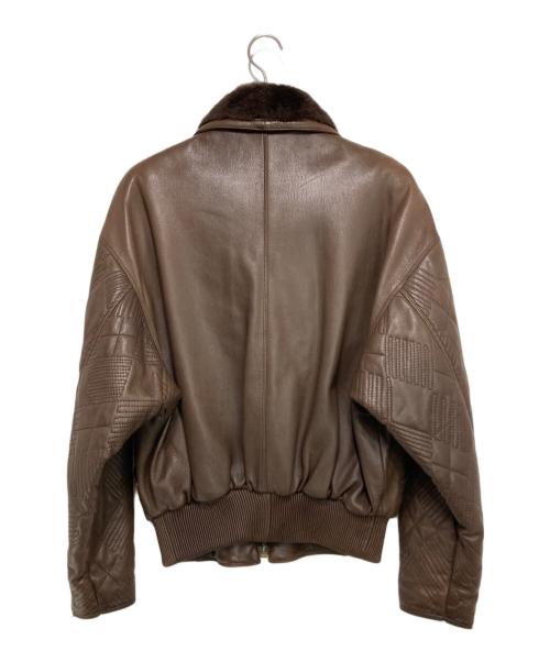 Istante（イスタンテ）Istante (イスタンテ) ステッチデザイン レザージャケット ブラウン サイズ:46の古着・服飾アイテム