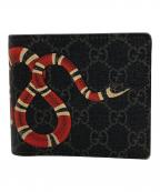 GUCCIグッチ）の古着「GGスプリーム スネーク 2つ折り財布」｜ブラック