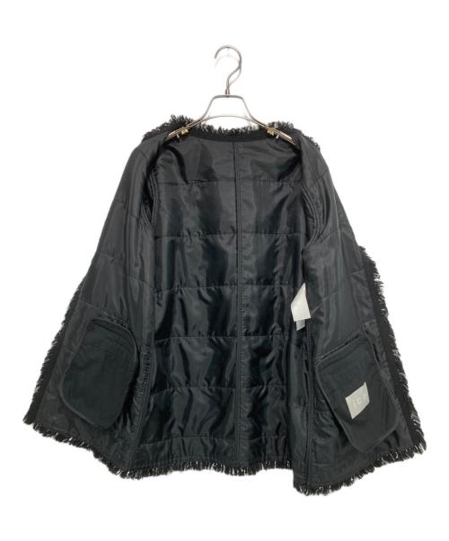 icB（アイシービー）icB (アイシービー) ノーカラーツイードジャケット ブラック サイズ:4の古着・服飾アイテム