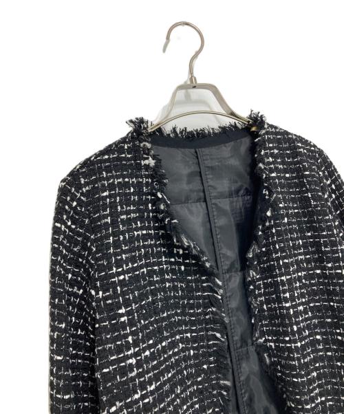 icB（アイシービー）icB (アイシービー) ノーカラーツイードジャケット ブラック サイズ:4の古着・服飾アイテム