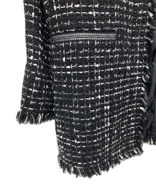 icB（アイシービー）icB (アイシービー) ノーカラーツイードジャケット ブラック サイズ:4の古着・服飾アイテム
