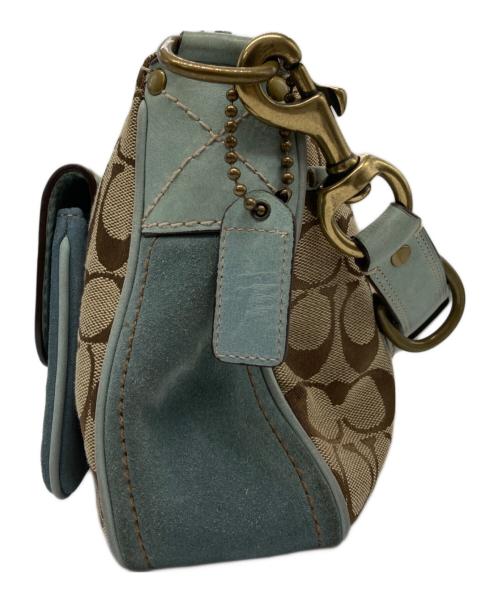 COACH（コーチ）COACH (コーチ) ワンショルダーシグネチャーバッグ ベージュ×グリーンの古着・服飾アイテム