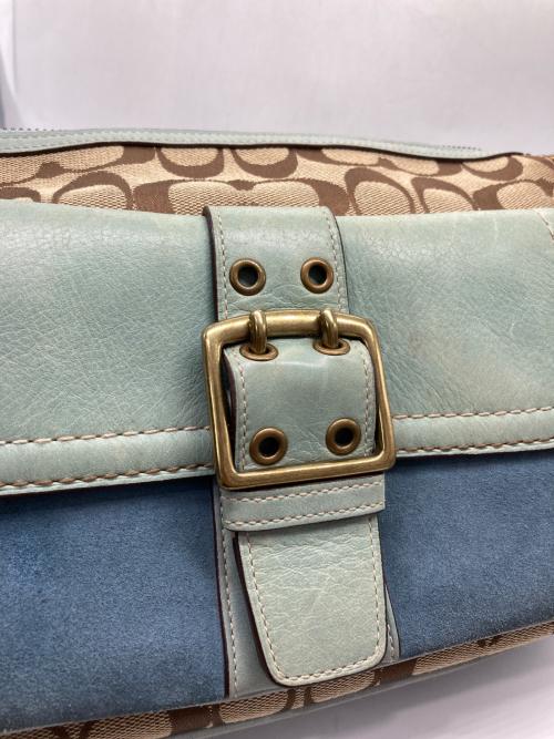 COACH（コーチ）COACH (コーチ) ワンショルダーシグネチャーバッグ ベージュ×グリーンの古着・服飾アイテム