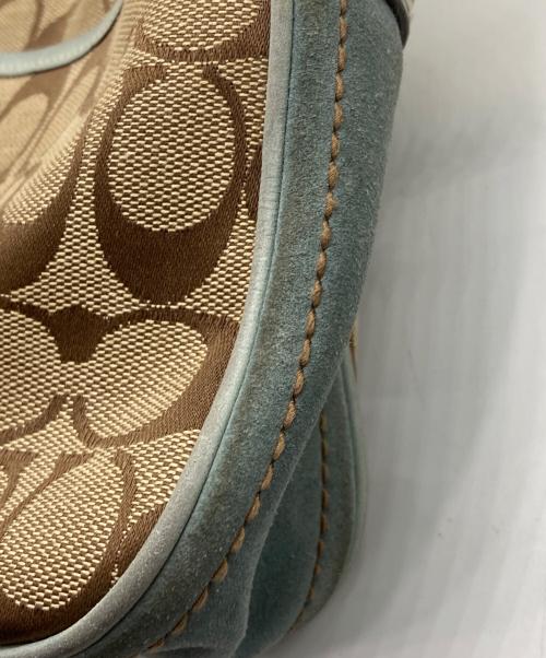 COACH（コーチ）COACH (コーチ) ワンショルダーシグネチャーバッグ ベージュ×グリーンの古着・服飾アイテム