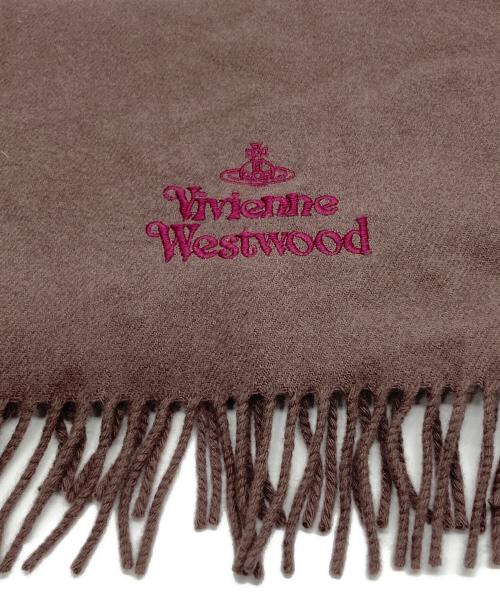 Vivienne Westwood（ヴィヴィアンウエストウッド）Vivienne Westwood (ヴィヴィアンウエストウッド) オーブ刺繍ウールマフラー ブラウンの古着・服飾アイテム