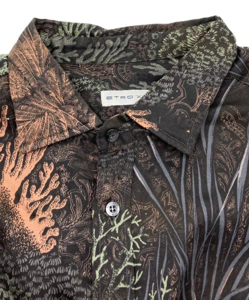 ETRO（エトロ）ETRO (エトロ) 総柄シャツ ブラック×ブラウン×グリーン サイズ:XLの古着・服飾アイテム