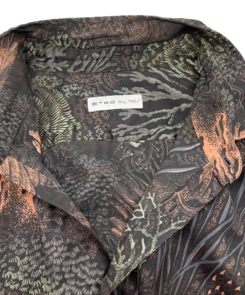 ETRO（エトロ）ETRO (エトロ) 総柄シャツ ブラック×ブラウン×グリーン サイズ:XLの古着・服飾アイテム