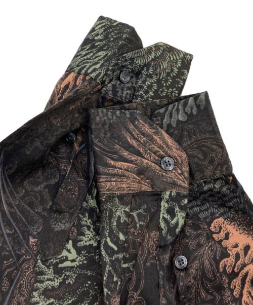 ETRO（エトロ）ETRO (エトロ) 総柄シャツ ブラック×ブラウン×グリーン サイズ:XLの古着・服飾アイテム