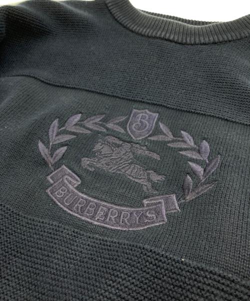 Burberry's（バーバリーズ）Burberry's (バーバリーズ) 90ｓ ホースロゴ刺繍コットンクルーネックニット ネイビー サイズ:記載なしの古着・服飾アイテム
