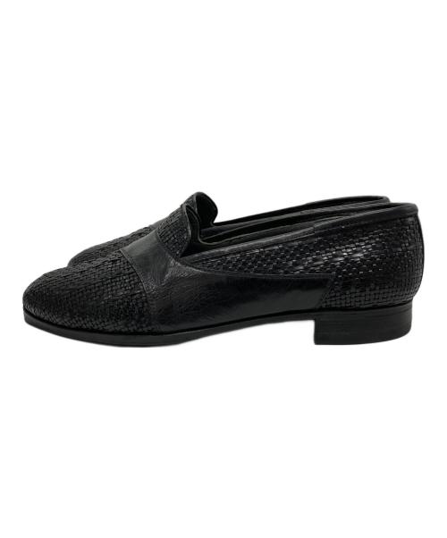 GIANNI VERSACE（ジャンニ・ヴェルサーチ）GIANNI VERSACE (ジャンニ・ヴェルサーチ) 編み込みレザーローファー ブラック サイズ:SIZE 40 1/2の古着・服飾アイテム