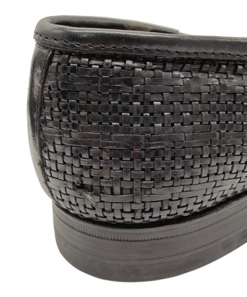 GIANNI VERSACE（ジャンニ・ヴェルサーチ）GIANNI VERSACE (ジャンニ・ヴェルサーチ) 編み込みレザーローファー ブラック サイズ:SIZE 40 1/2の古着・服飾アイテム