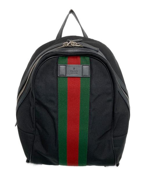 GUCCI（グッチ）GUCCI (グッチ) シェリーライン キャンバス バックパック ブラックの古着・服飾アイテム