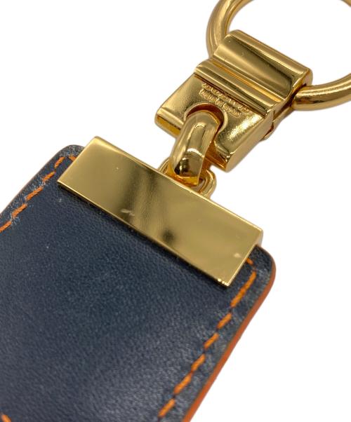 LOEWE（ロエベ）LOEWE (ロエベ) アナグラム スクエア レザーキーリング ネイビー×オレンジの古着・服飾アイテム