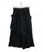 LIMI feuリミフゥ）の古着「シルク混レイヤードドッキングパンツ」｜ブラック