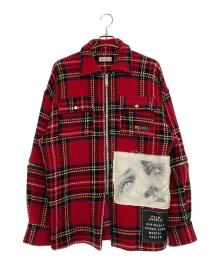 Palm Angels（パーム エンジェルス）の古着「CHECK ZIPPED OVERSHIRT」｜レッド
