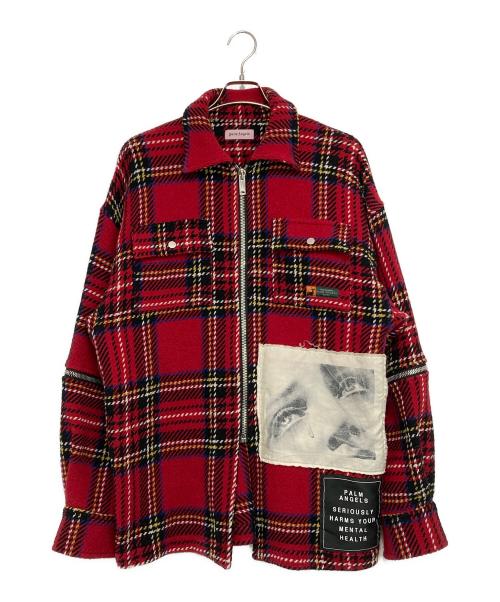 Palm Angels（パーム エンジェルス）Palm Angels (パーム エンジェルス) CHECK ZIPPED OVERSHIRT レッド サイズ:46の古着・服飾アイテム